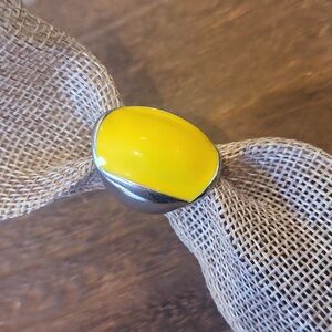 Statement Ring, Yellow & Silver Tone, Size 7